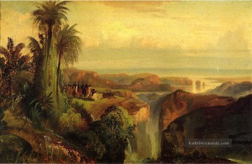 Indianer auf einem Cliff Landschaft Thomas Moran Ölgemälde